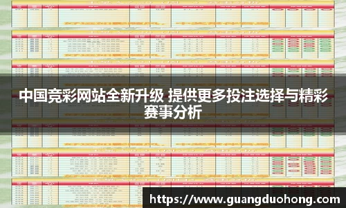 中国竞彩网站全新升级 提供更多投注选择与精彩赛事分析
